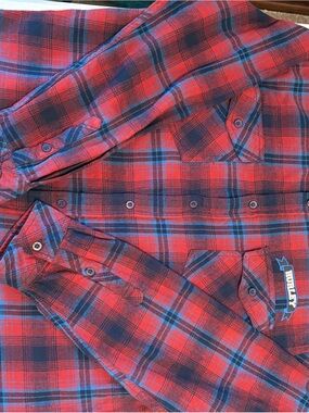 Hurley Red Plaid Button-Down Shirt with Blue Accents